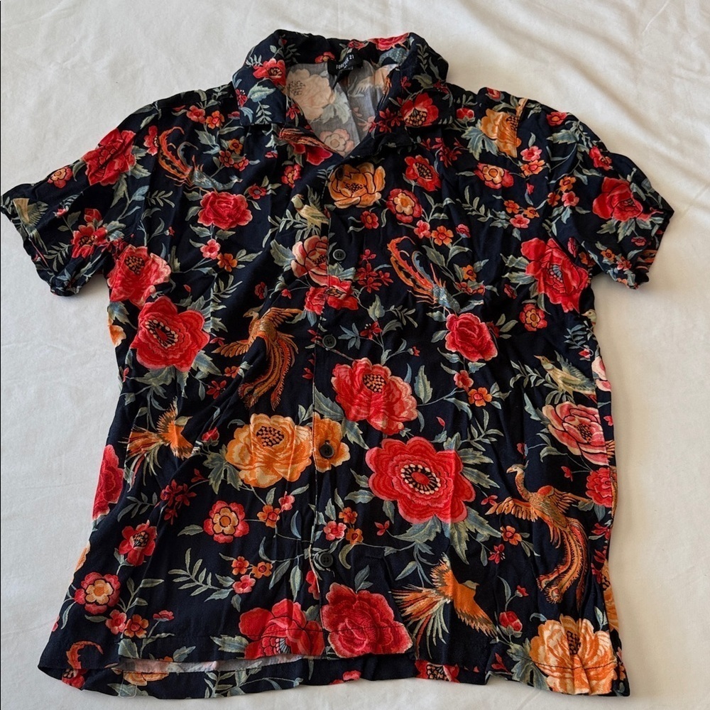 Forever 21 Vibrant Floral Button Down Shirt